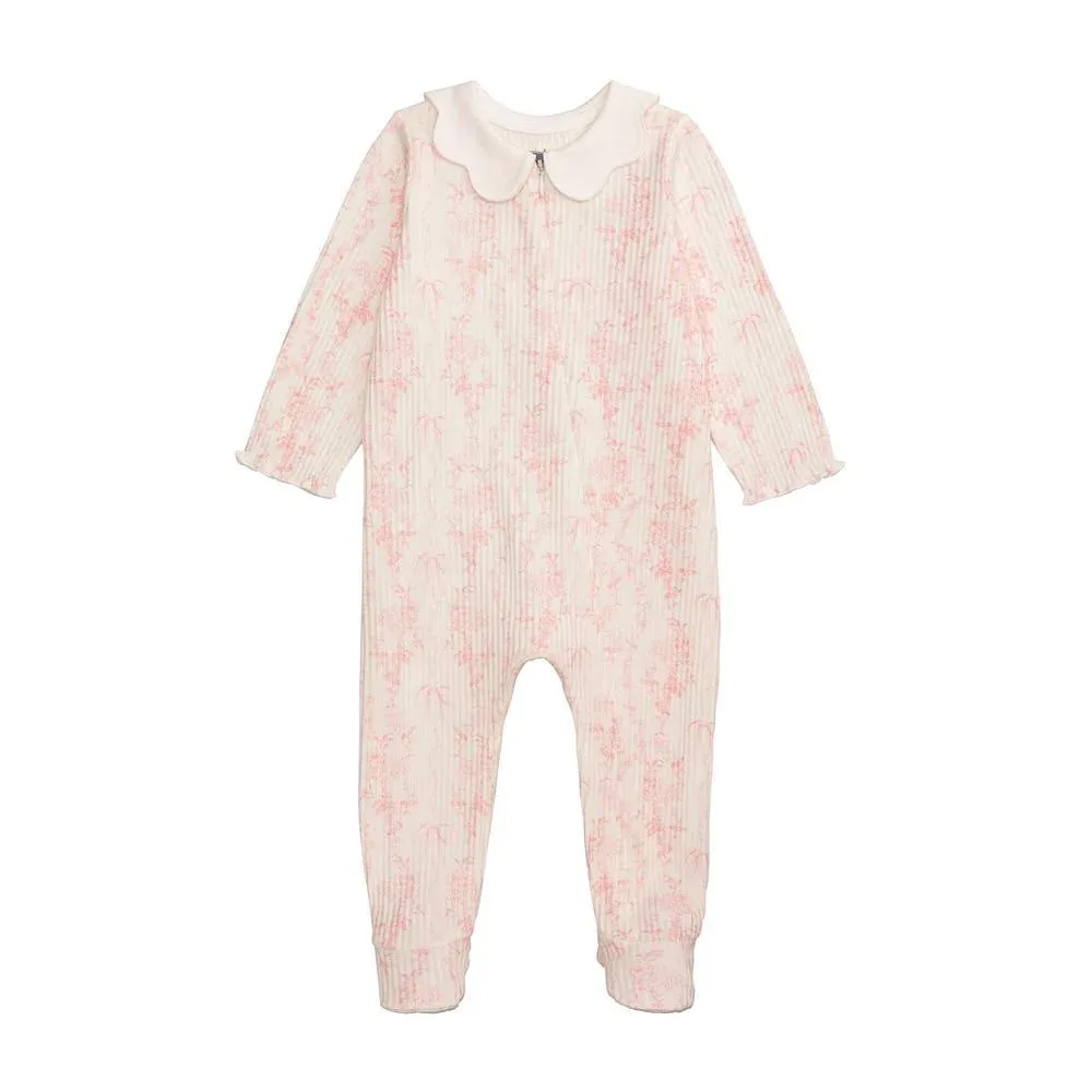 Mud Pie Girl's White Pink Floral Sleeper