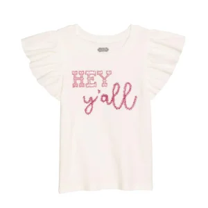 Mud Pie Girls Y'all Western Glitter Shirt