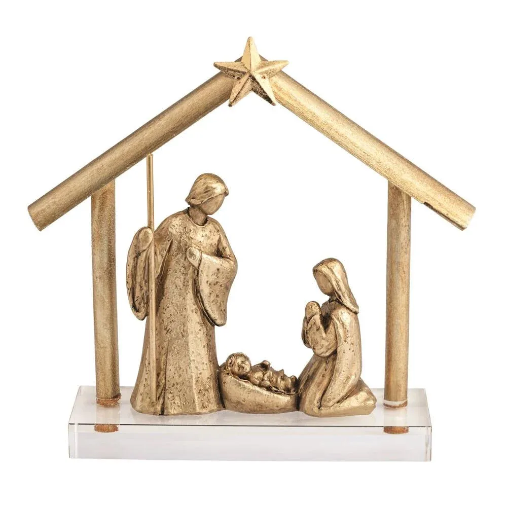 Mud Pie Gold Resin Nativity Display