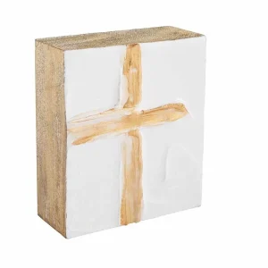 Mud Pie Gold Square Cross Plaque