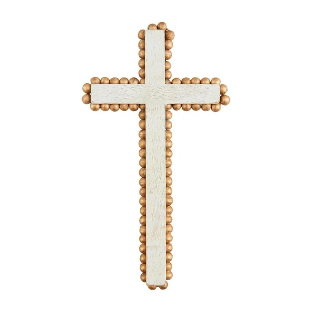 Mud Pie Medium Gold Beaded Cross Sitter