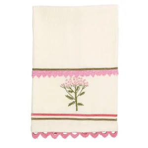Mud Pie Pink Floral Embroidered Towel