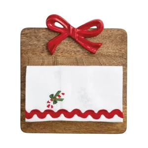 Mud Pie Red Bow Board & Towel Set