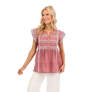 Mud Pie Red Marina Flutter Top