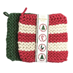 Mud Pie Red Stripe Potholder Set