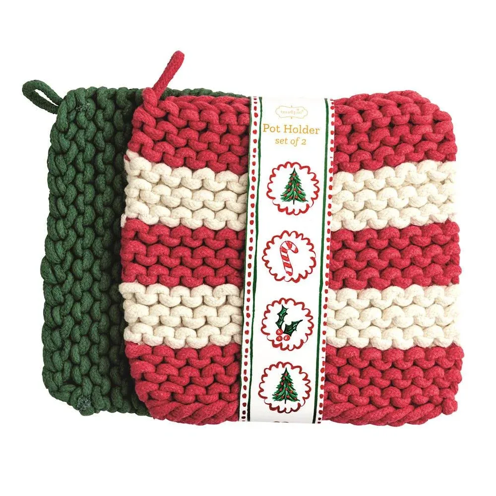 Mud Pie Red Stripe Potholder Set