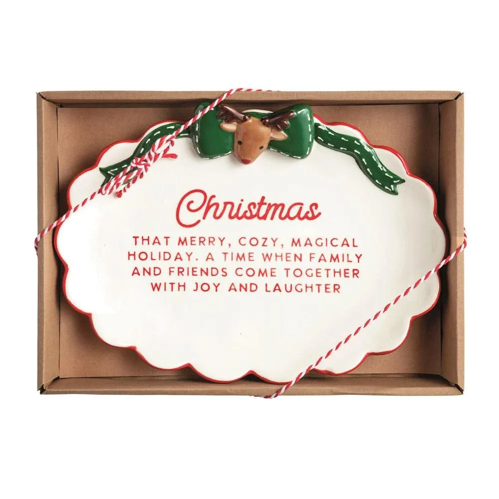 Mud Pie Reindeer Bow Sentiment Tray