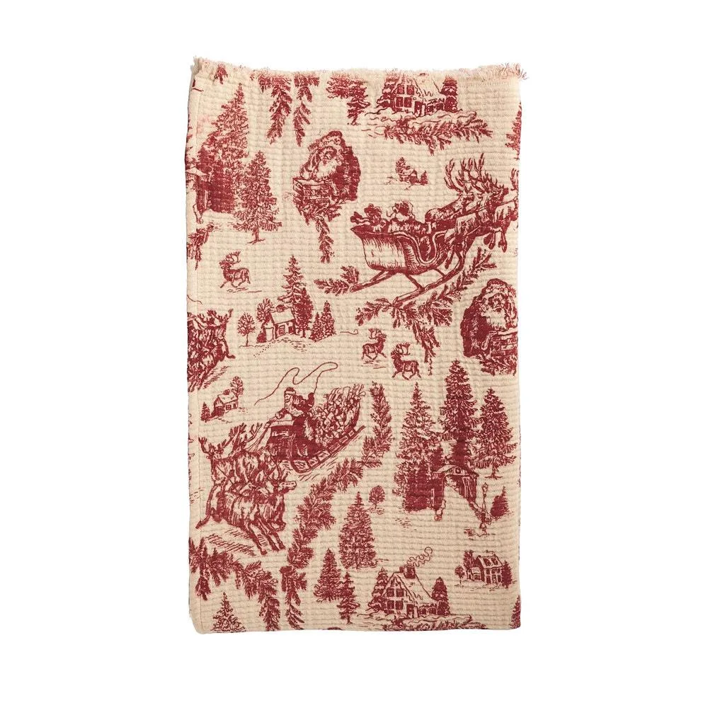 Mud Pie Santa's Sleigh Toile Blanket