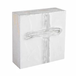 Mud Pie Silver Square Cross Plaque