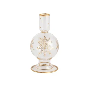 Mud Pie Small Etched Snowflake Taper Holder