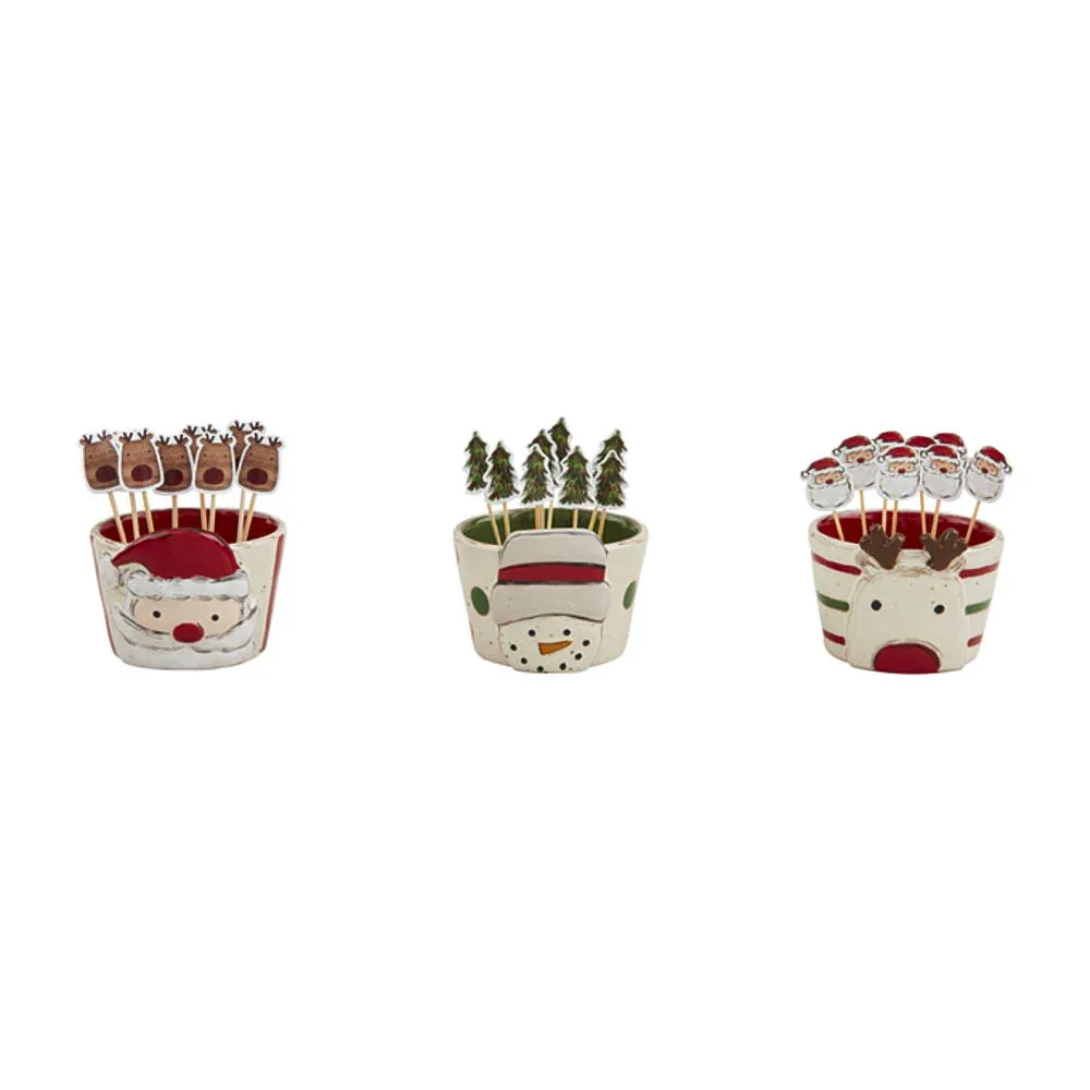 Mud Pie Snowman Tidbit/Toothpick Set - Image 2