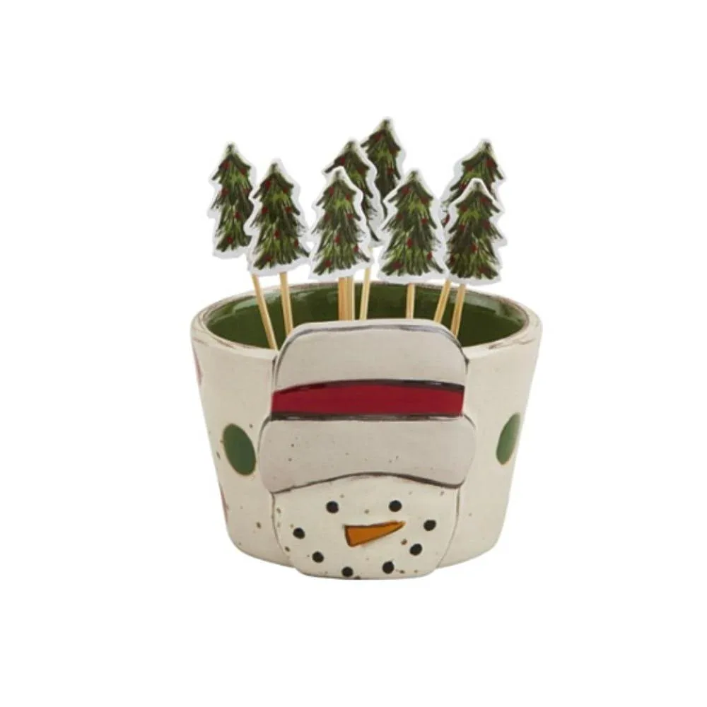 Mud Pie Snowman Tidbit/Toothpick Set