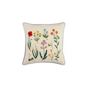 Mud Pie Square Botanic Stem Embroidered Pillow