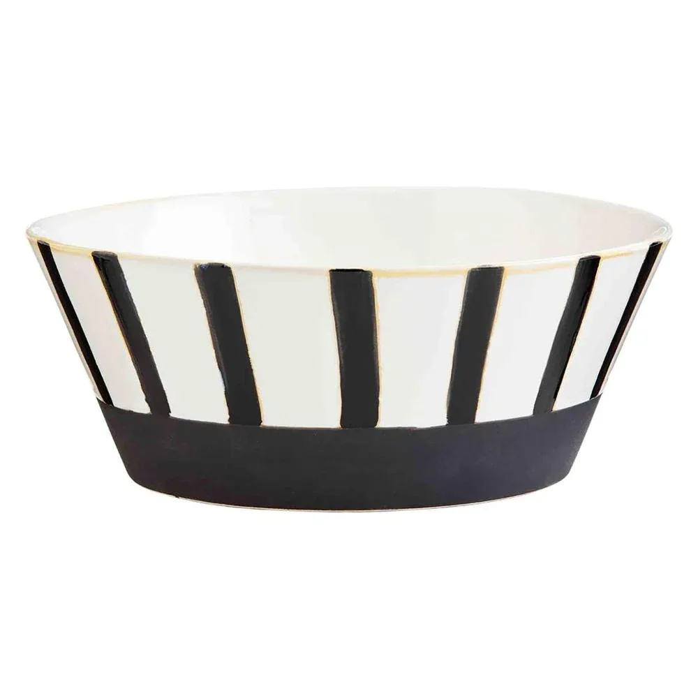 Mud Pie Striped Black and White Bowl