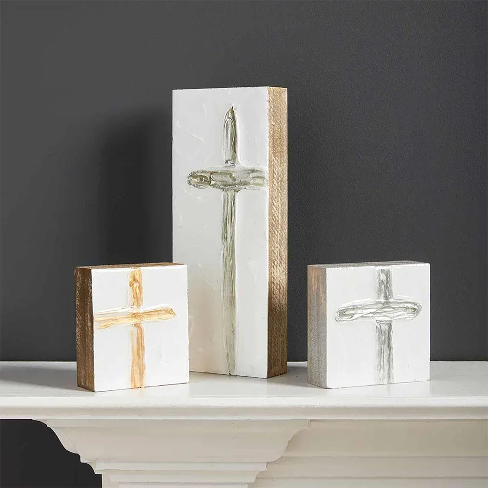 Mud Pie Tall Silver Cross Plaque