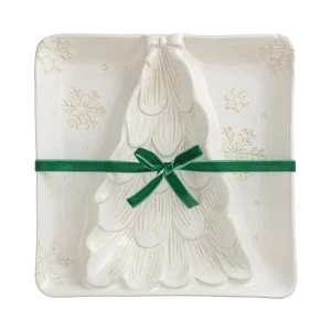 Mud Pie White Christmas Tree Section Server