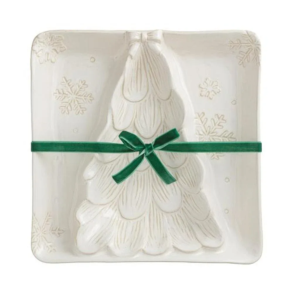 Mud Pie White Christmas Tree Section Server