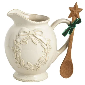 Mud Pie White Christmas Wreath Pitcher