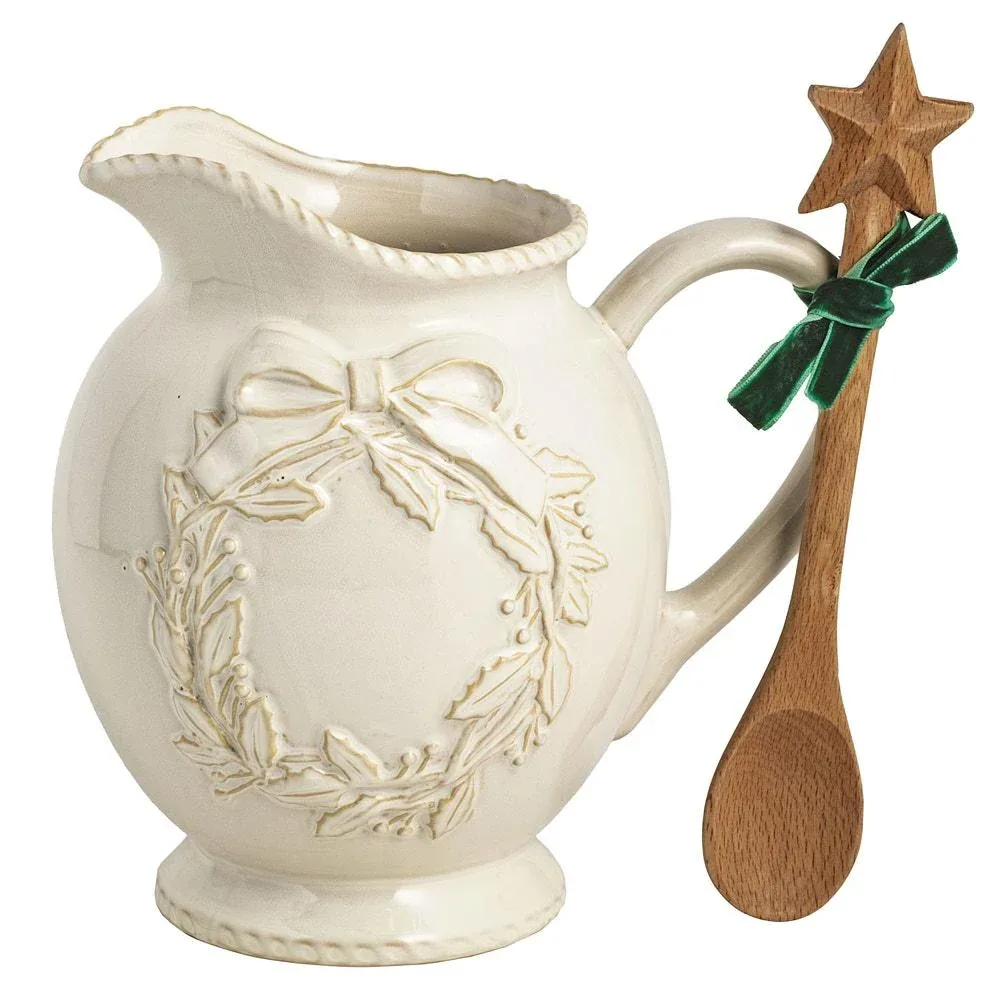 Mud Pie White Christmas Wreath Pitcher