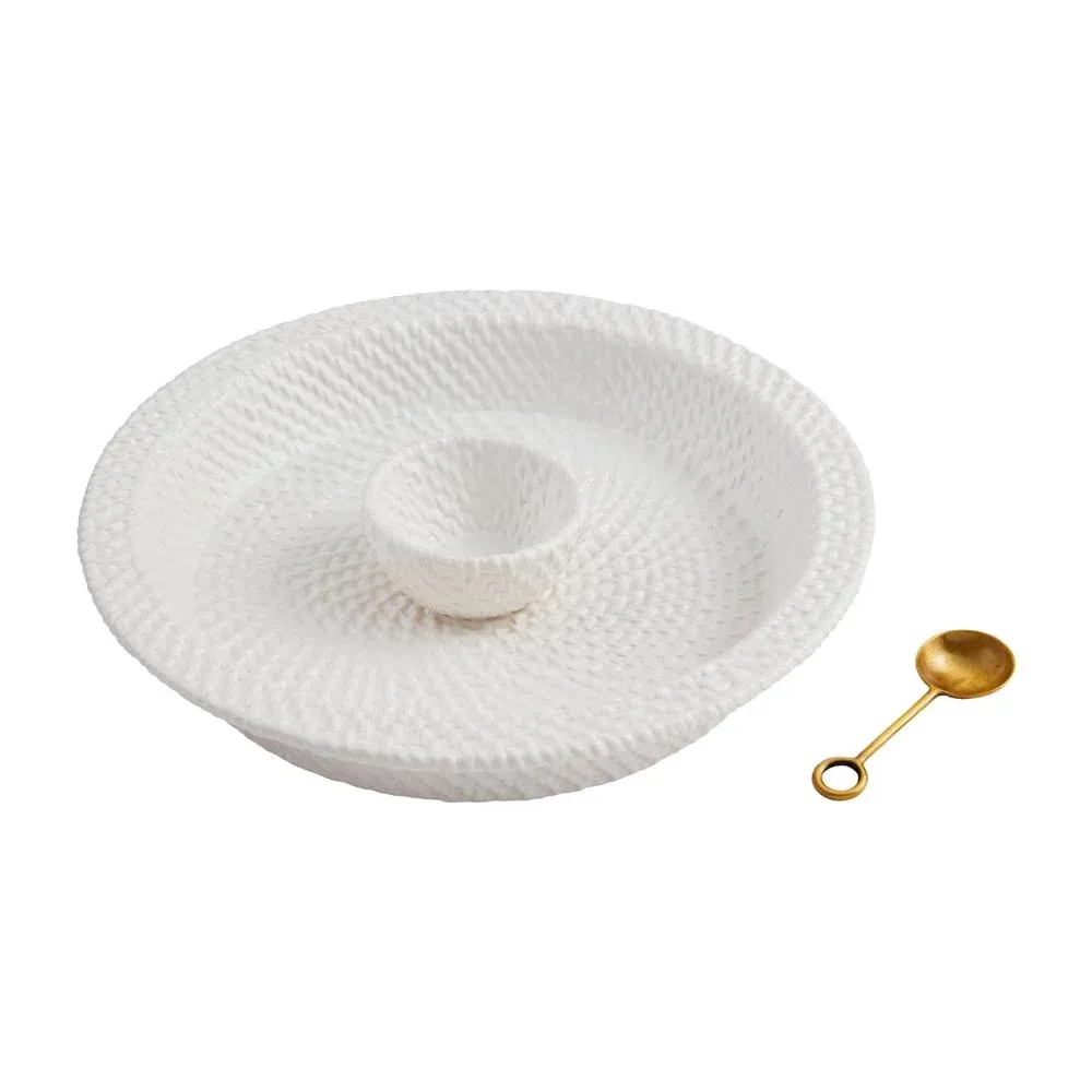 Mud Pie Woven Stoneware Chip/Dip Server Set