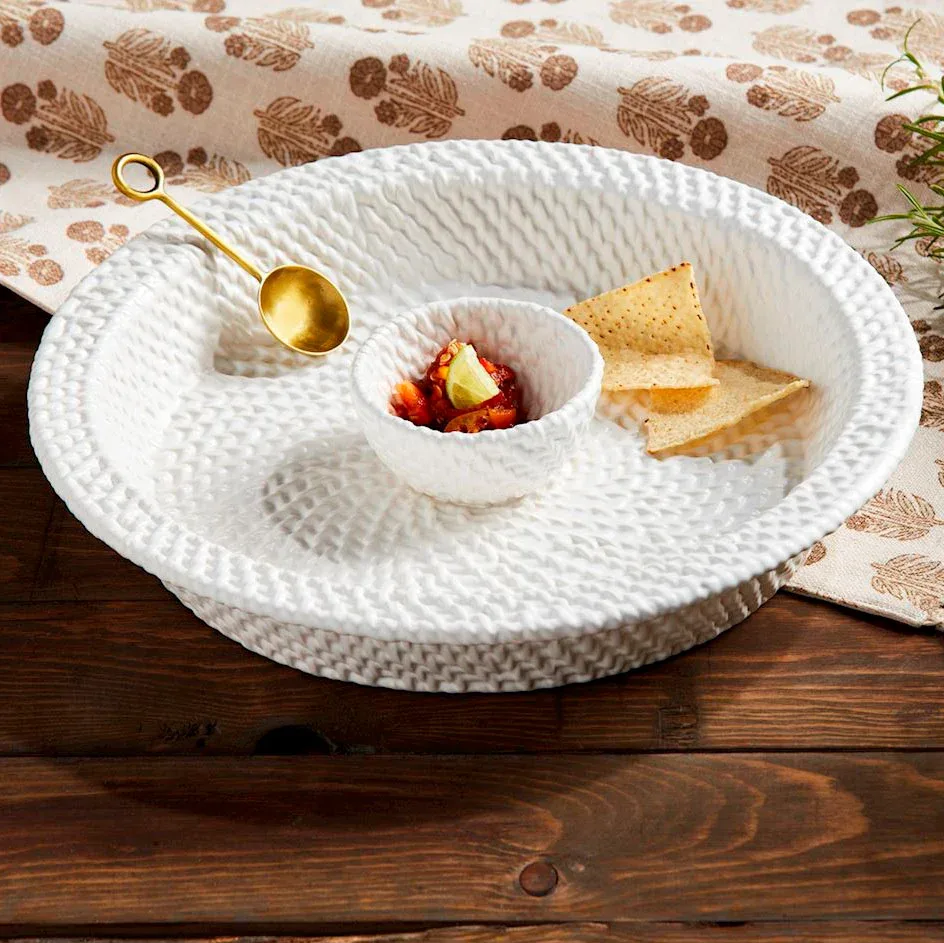 Mud Pie Woven Stoneware Chip/Dip Server Set - Image 2