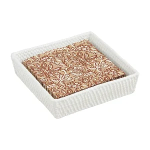 Mud Pie Woven Stoneware Napkin Caddy Set