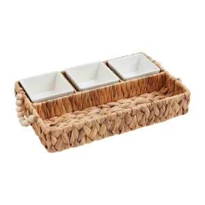 Mud Pie Woven Tray and Dip Cup Set