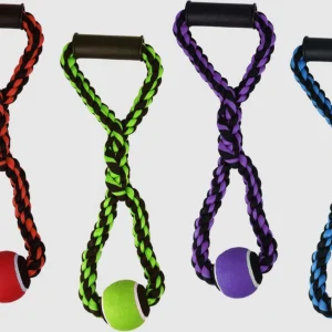 Multipet Nuts for Knots Rope Tug Dog Toy With Tennis Ball Assorted, 20 in, Large
