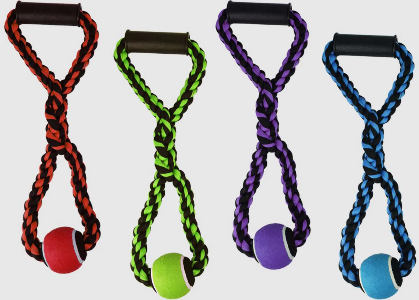 Multipet Nuts for Knots Rope Tug Dog Toy With Tennis Ball Assorted, 20 in, Large