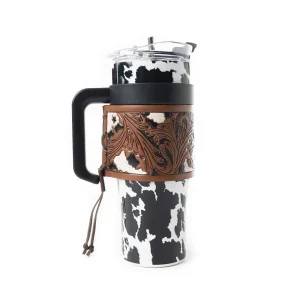 Myra Wide Wyoming Black Cow Print Tumbler
