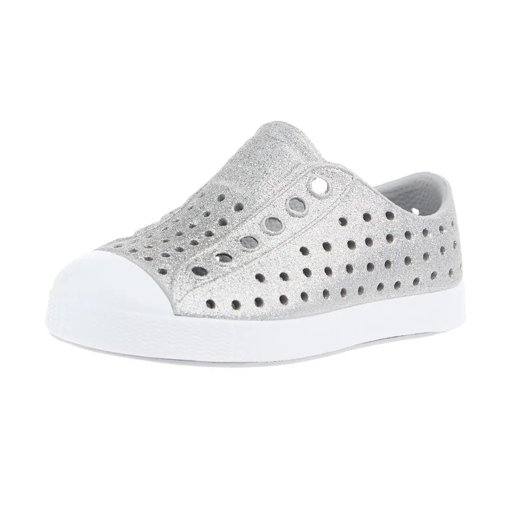 Native Toddlers Jefferson Bio-Bling Platinum and White Casual Shoe