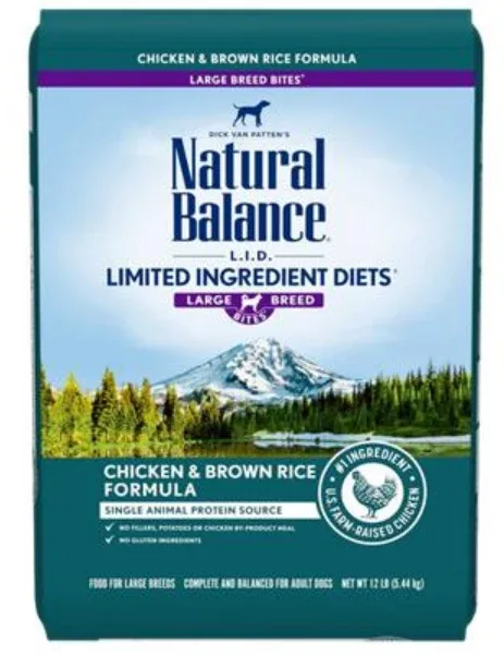 Natural Balance LID Chicken & Rice Formula Large Breed Bites Dog Food 12lb Bag