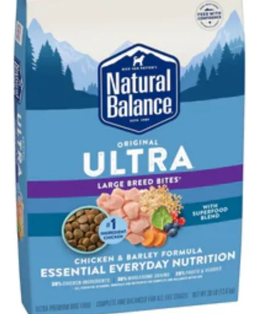 Natural Balance Original Ultra Chicken & Barley Formula Large Breed Bites 30lbs