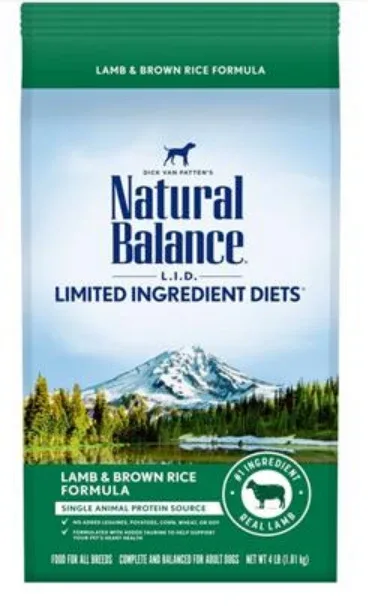 Natural Balance Pet Foods LID Lamb and Brown Rice Dry Dog Food 4lb Bag