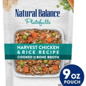 Natural Balance Platefulls Wet Dog Food Harvest Chicken Rice Recipe-9oz-12 Pack