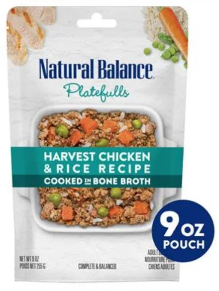 Natural Balance Platefulls Wet Dog Food Harvest Chicken Rice Recipe-9oz-12 Pack
