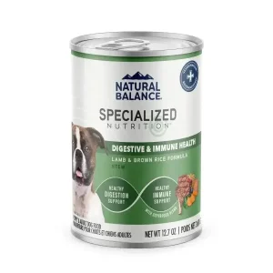 Natural Balance Specialized Nutrition Digestive & Immune Health Adult Lamb & Brown Rice Formula Wet Dog Food, 12ea/12.7 oz