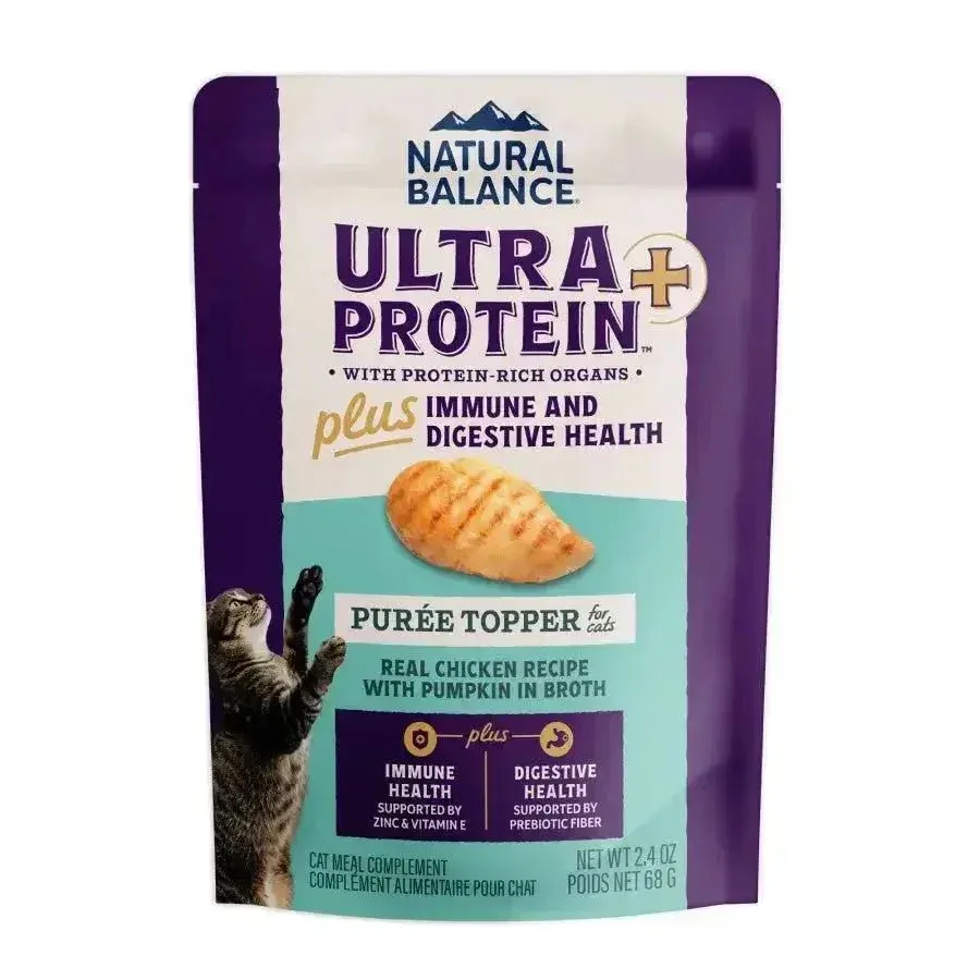 Natural Balance Ultra Protein Plus Immune & Digestive Cat Food Topper, Chicken & Pumpkin, 24-Pack