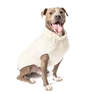 Natural Cable Knit Dog Sweater