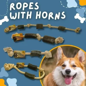 Natural Chew Rope With Keratin-Rich Buffalo Horns