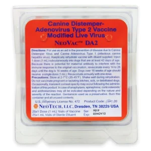 Neovac DA2 25x1ml Vials Canine Vaccine