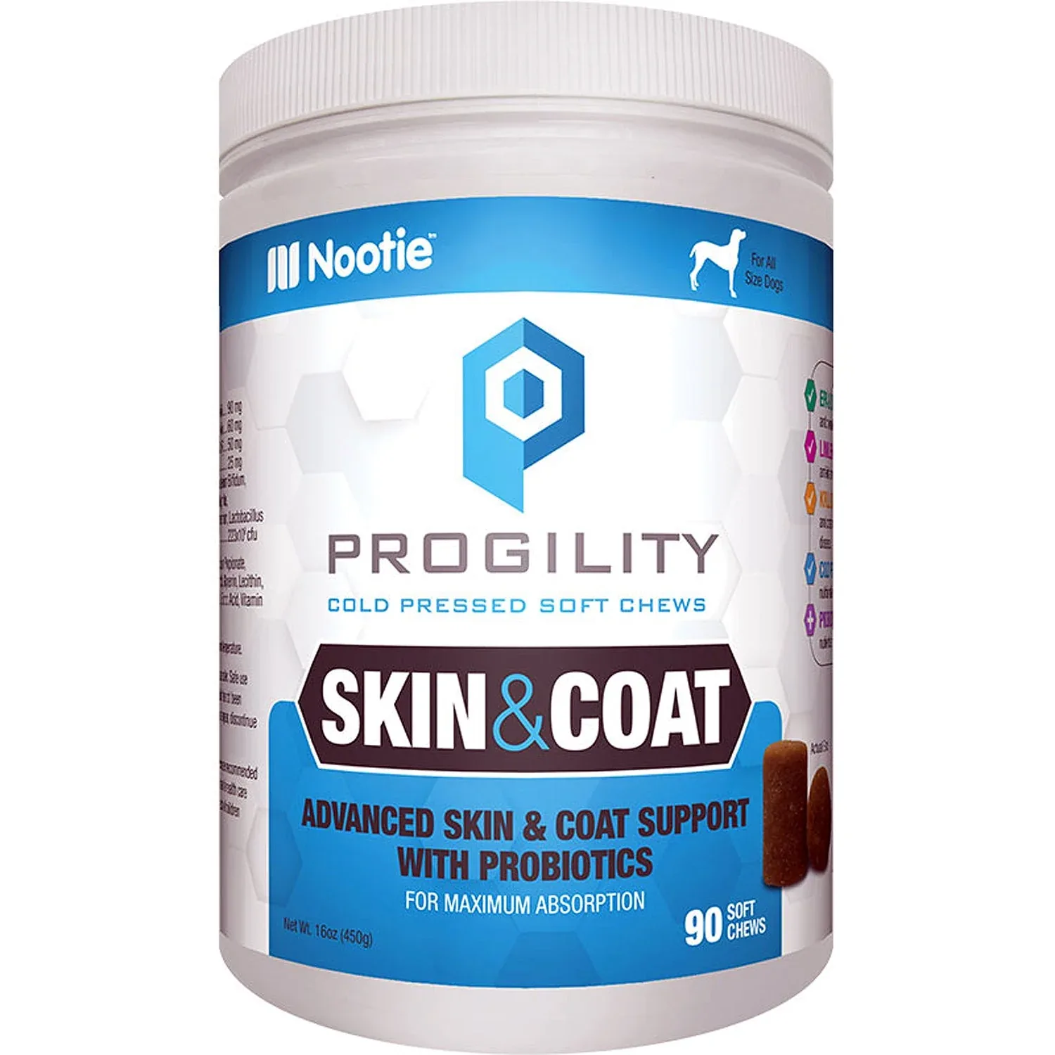 Nootie Dog Progility Max Skin and Coat Krill, 90-Count