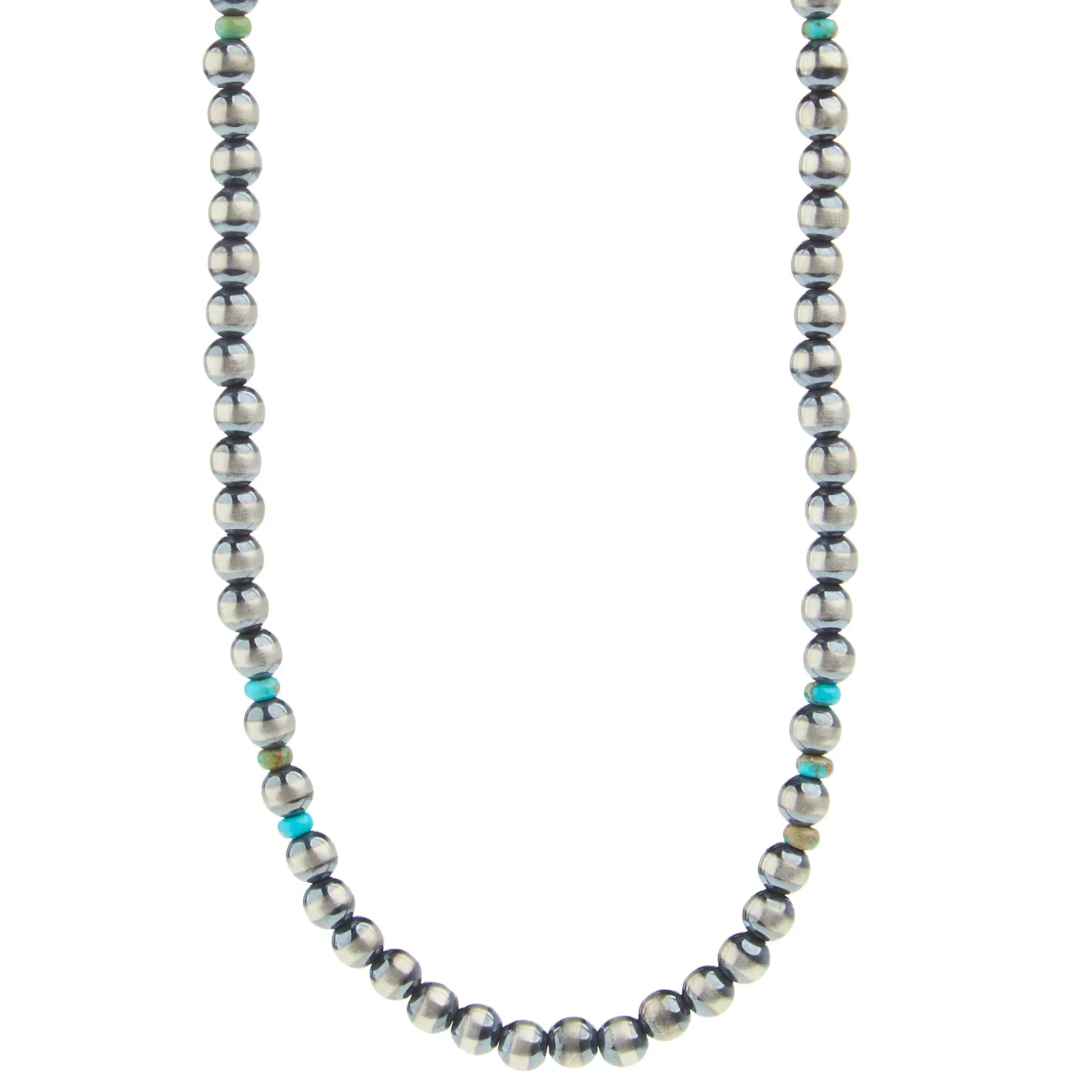 NRS 22in. 6mm Navajo Pearl and Turquoise Necklace - Image 2