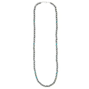 NRS 22in. 6mm Navajo Pearl and Turquoise Necklace