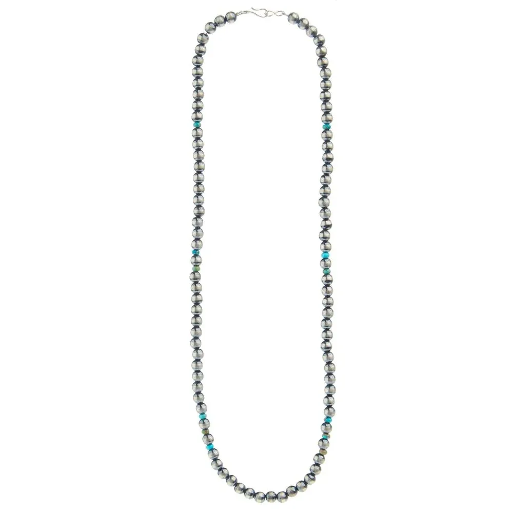 NRS 22in. 6mm Navajo Pearl and Turquoise Necklace