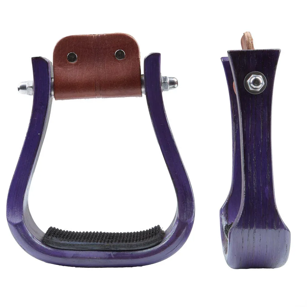 NRS 2in Purple Wood Stirrup with Rubber Tread