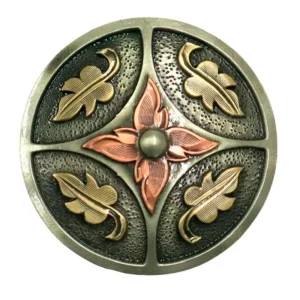 NRS Antique Four Quarters Leaf and Flower 1 1/2 Inch Concho