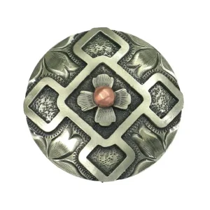 NRS Antique Silver Bold Square Flower 1 1/2 Inch Concho