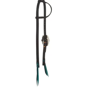 NRS Black 3/4in Single Buckle Slide Ear w/Turq Bloodknots