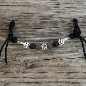NRS Black Brown Cow Print Silicone Beaded Curb Strap
